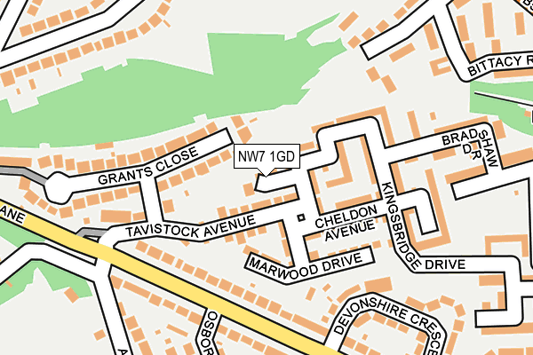 NW7 1GD map - OS OpenMap – Local (Ordnance Survey)