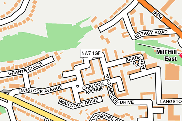 NW7 1GF map - OS OpenMap – Local (Ordnance Survey)