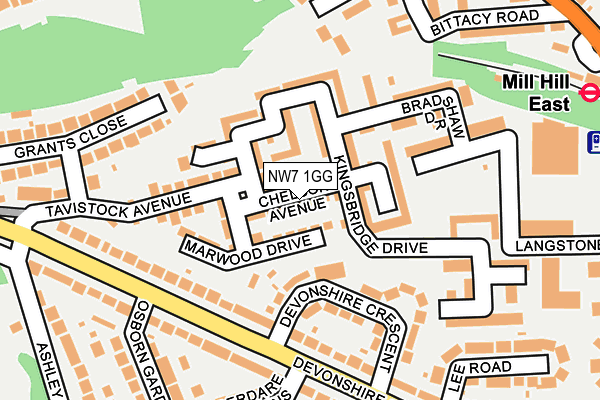 NW7 1GG map - OS OpenMap – Local (Ordnance Survey)