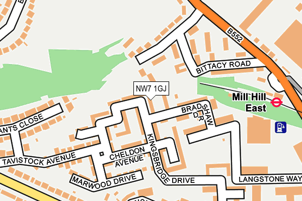 NW7 1GJ map - OS OpenMap – Local (Ordnance Survey)