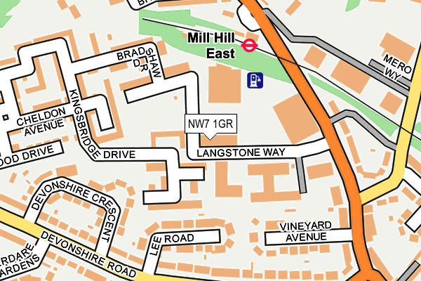 NW7 1GR map - OS OpenMap – Local (Ordnance Survey)