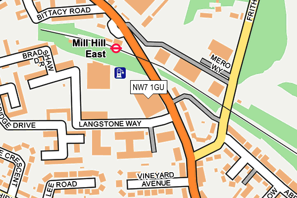 NW7 1GU map - OS OpenMap – Local (Ordnance Survey)