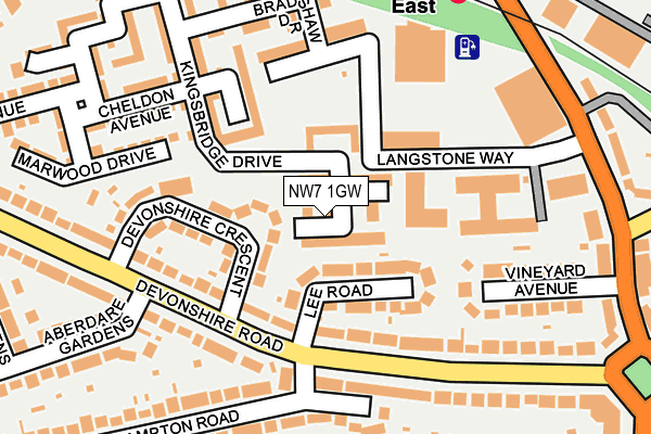 NW7 1GW map - OS OpenMap – Local (Ordnance Survey)