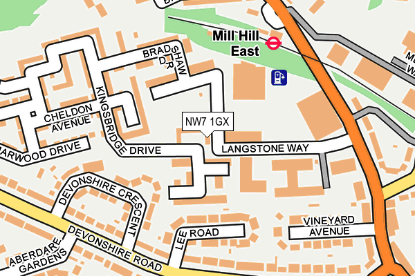NW7 1GX map - OS OpenMap – Local (Ordnance Survey)