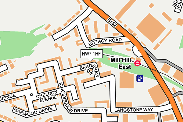 NW7 1HF map - OS OpenMap – Local (Ordnance Survey)