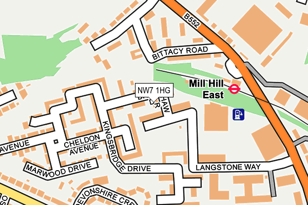 NW7 1HG map - OS OpenMap – Local (Ordnance Survey)