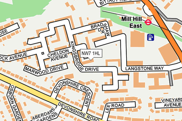 NW7 1HL map - OS OpenMap – Local (Ordnance Survey)
