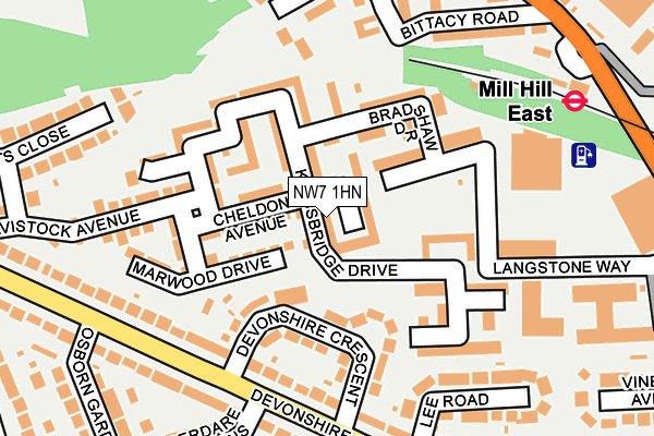 NW7 1HN map - OS OpenMap – Local (Ordnance Survey)