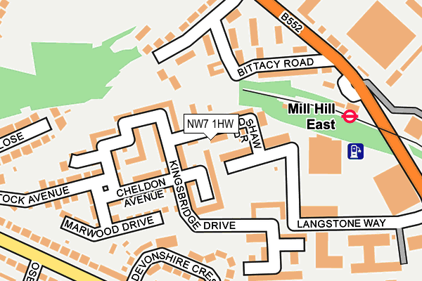 NW7 1HW map - OS OpenMap – Local (Ordnance Survey)