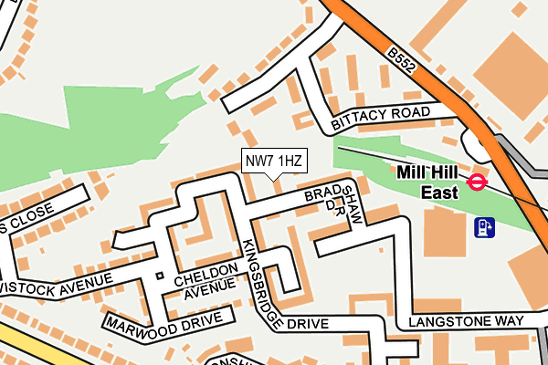 NW7 1HZ map - OS OpenMap – Local (Ordnance Survey)