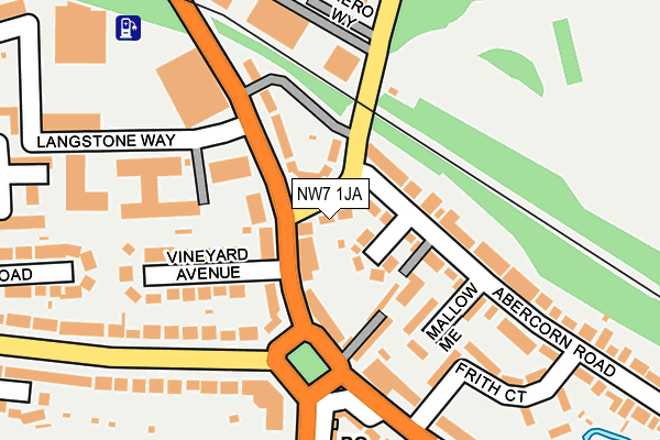 NW7 1JA map - OS OpenMap – Local (Ordnance Survey)