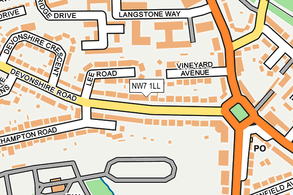 NW7 1LL map - OS OpenMap – Local (Ordnance Survey)