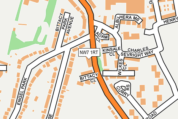 NW7 1RT map - OS OpenMap – Local (Ordnance Survey)