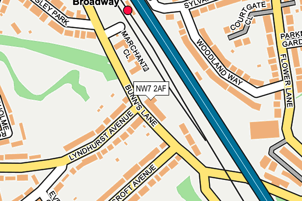 NW7 2AF map - OS OpenMap – Local (Ordnance Survey)