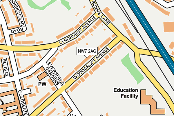 NW7 2AG map - OS OpenMap – Local (Ordnance Survey)