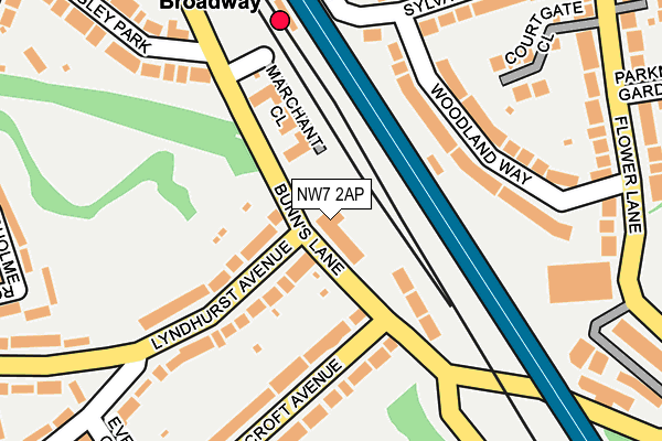 NW7 2AP map - OS OpenMap – Local (Ordnance Survey)