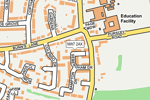 NW7 2AX map - OS OpenMap – Local (Ordnance Survey)