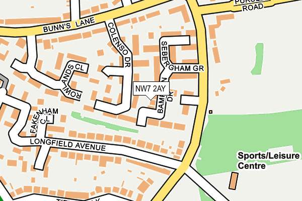 NW7 2AY map - OS OpenMap – Local (Ordnance Survey)
