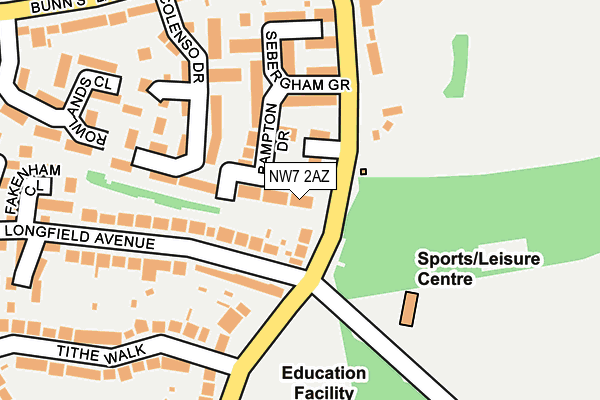 NW7 2AZ map - OS OpenMap – Local (Ordnance Survey)