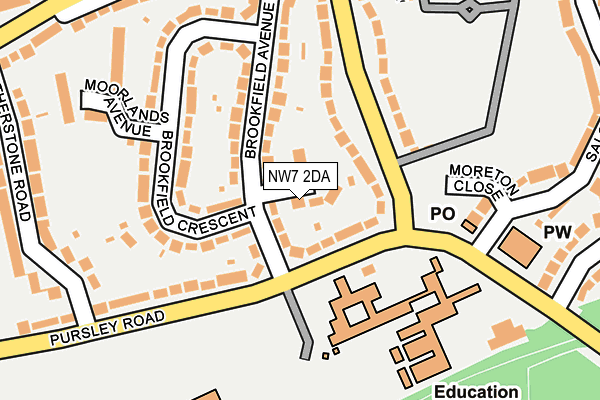 NW7 2DA map - OS OpenMap – Local (Ordnance Survey)