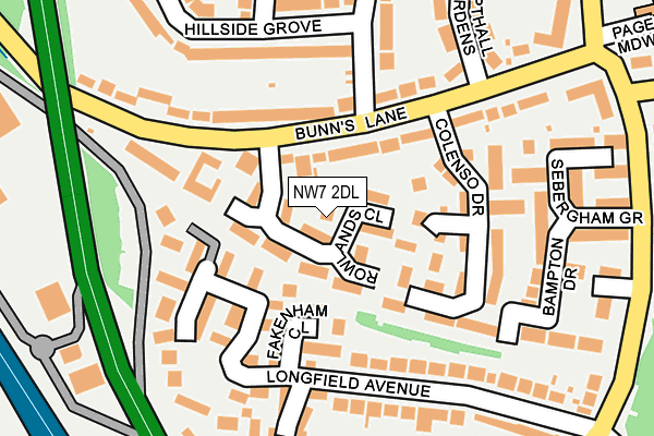 NW7 2DL map - OS OpenMap – Local (Ordnance Survey)