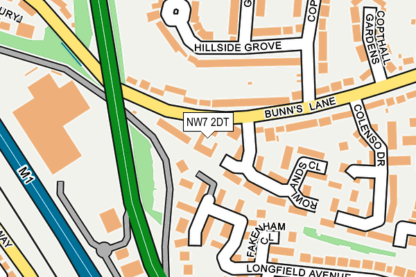 NW7 2DT map - OS OpenMap – Local (Ordnance Survey)