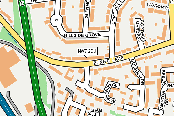 NW7 2DU map - OS OpenMap – Local (Ordnance Survey)