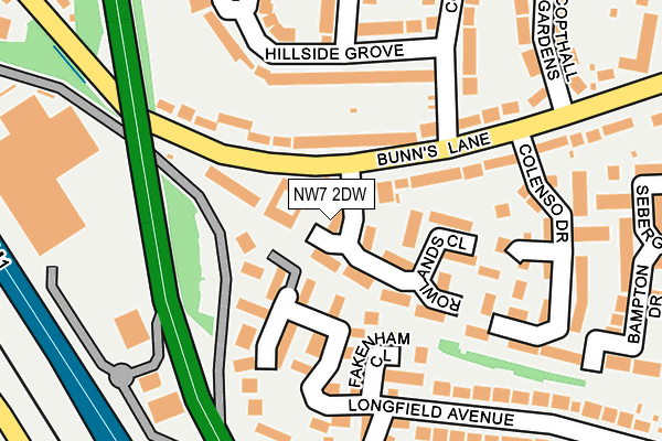 NW7 2DW map - OS OpenMap – Local (Ordnance Survey)