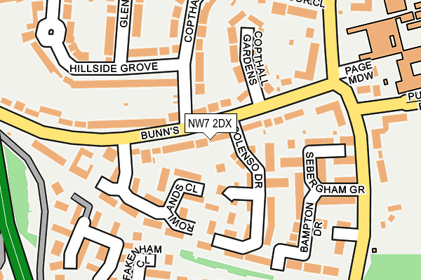 NW7 2DX map - OS OpenMap – Local (Ordnance Survey)