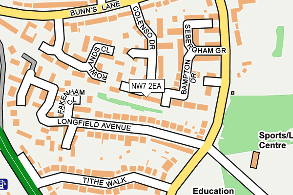 NW7 2EA map - OS OpenMap – Local (Ordnance Survey)