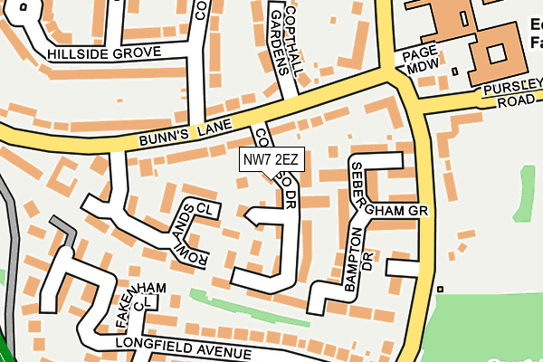 NW7 2EZ map - OS OpenMap – Local (Ordnance Survey)