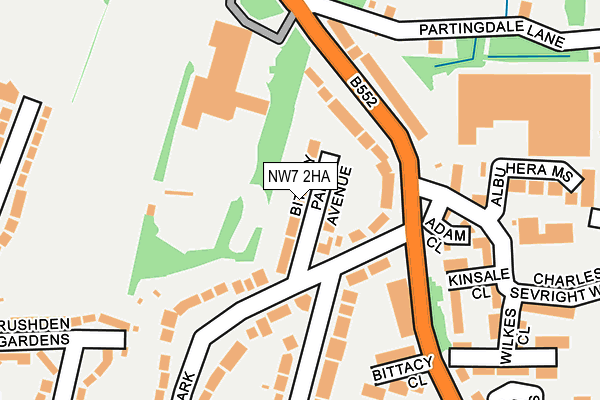NW7 2HA map - OS OpenMap – Local (Ordnance Survey)