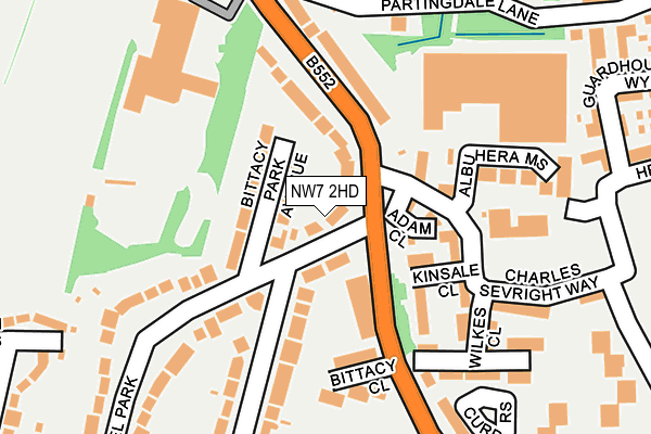 NW7 2HD map - OS OpenMap – Local (Ordnance Survey)