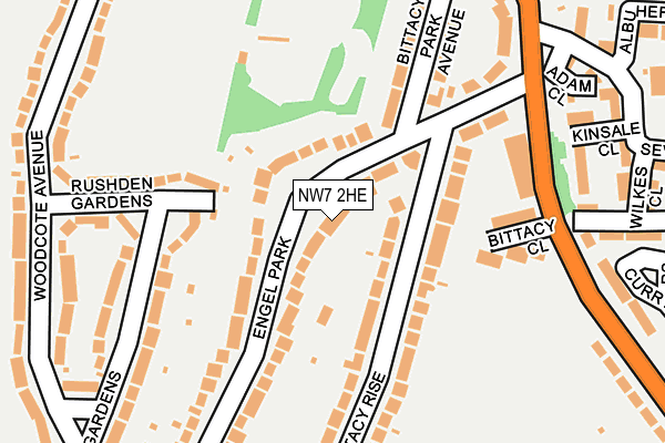 NW7 2HE map - OS OpenMap – Local (Ordnance Survey)