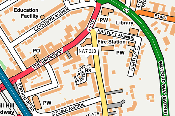 NW7 2JB map - OS OpenMap – Local (Ordnance Survey)