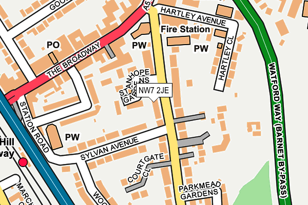 NW7 2JE map - OS OpenMap – Local (Ordnance Survey)