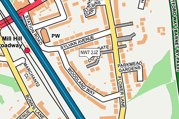 NW7 2JZ map - OS OpenMap – Local (Ordnance Survey)