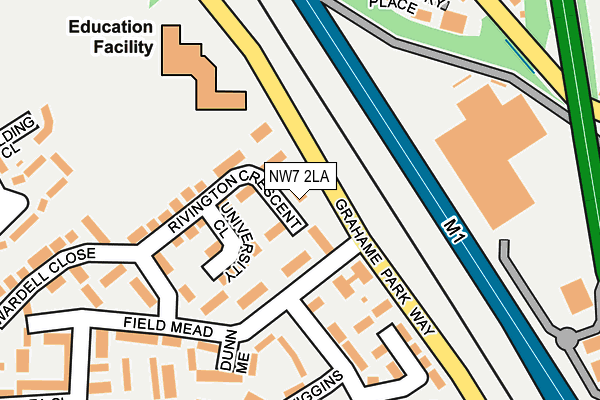 NW7 2LA map - OS OpenMap – Local (Ordnance Survey)