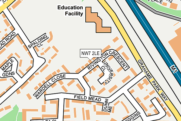 NW7 2LE map - OS OpenMap – Local (Ordnance Survey)