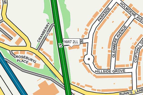 NW7 2LL map - OS OpenMap – Local (Ordnance Survey)