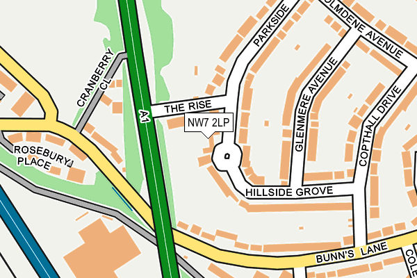 NW7 2LP map - OS OpenMap – Local (Ordnance Survey)