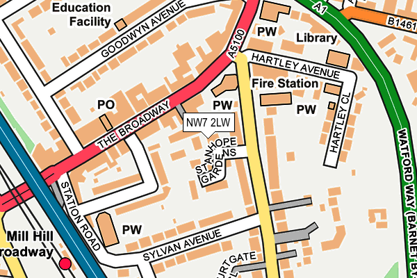 NW7 2LW map - OS OpenMap – Local (Ordnance Survey)