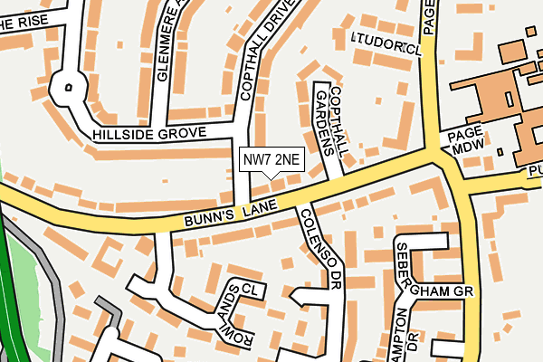 NW7 2NE map - OS OpenMap – Local (Ordnance Survey)