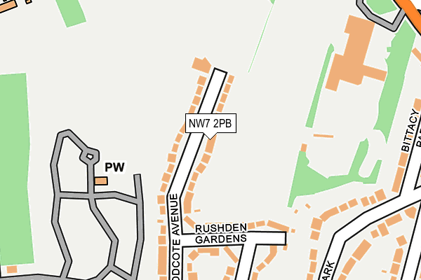 NW7 2PB map - OS OpenMap – Local (Ordnance Survey)
