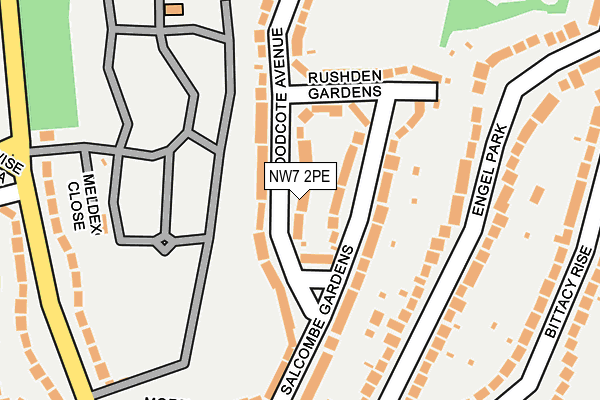 NW7 2PE map - OS OpenMap – Local (Ordnance Survey)