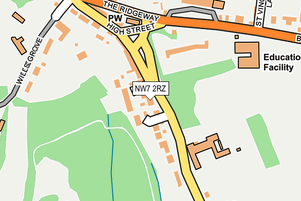 NW7 2RZ map - OS OpenMap – Local (Ordnance Survey)