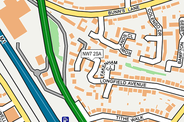 NW7 2SA map - OS OpenMap – Local (Ordnance Survey)