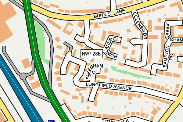NW7 2SB map - OS OpenMap – Local (Ordnance Survey)