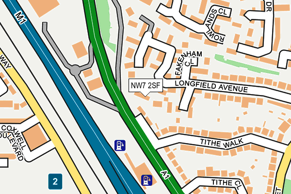 NW7 2SF map - OS OpenMap – Local (Ordnance Survey)