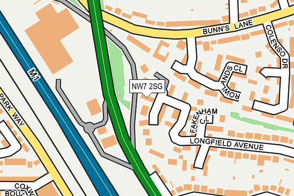 NW7 2SG map - OS OpenMap – Local (Ordnance Survey)